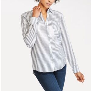 Wantable Stripe Linen Button Down Blue/White XL